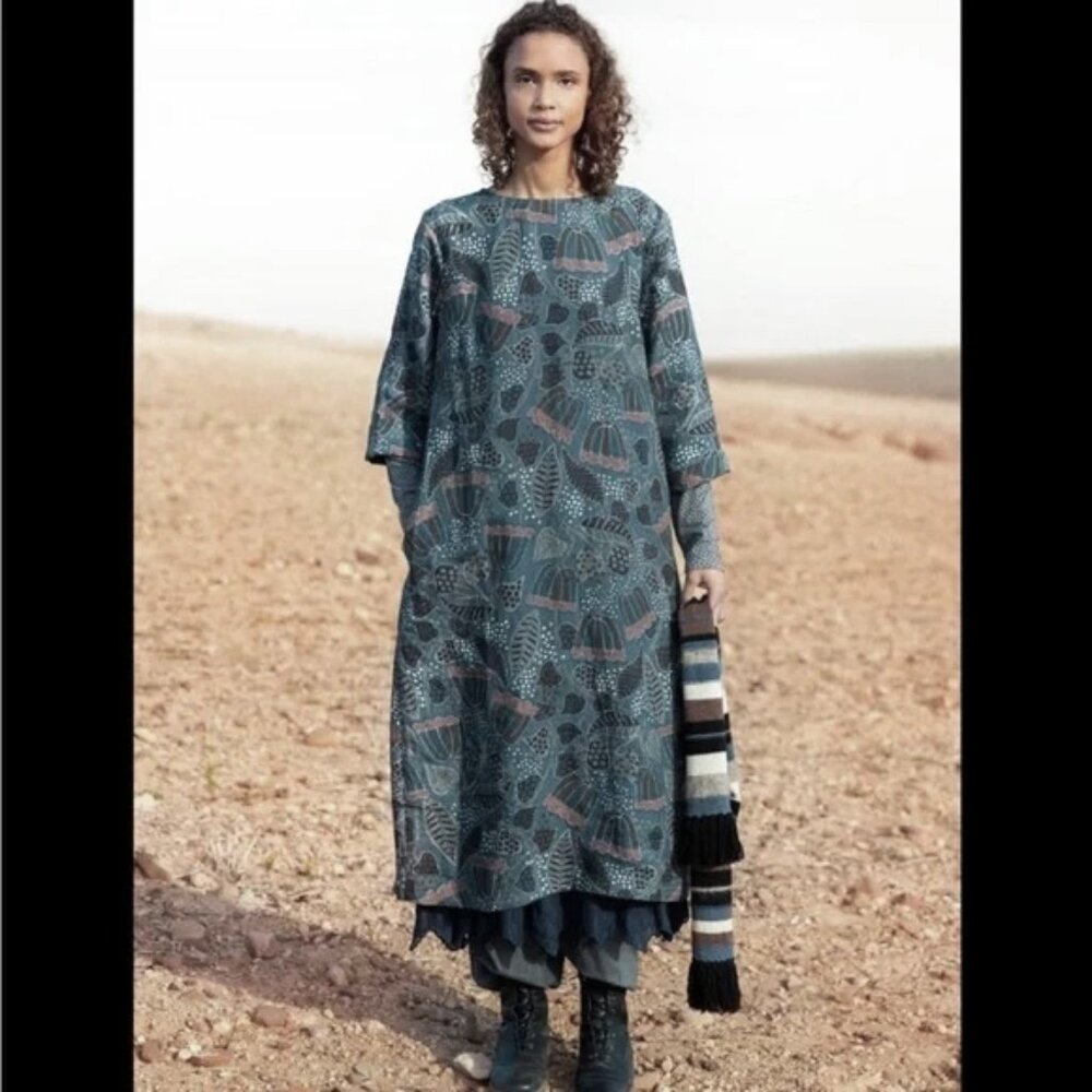 Gudrun Sjoden Teal Patterned Long Dress